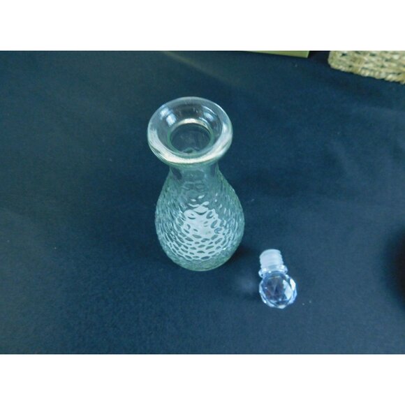 Vintage Inspired Clear Hammered Glass Decanter with Stopper Textured Design - Picture 9 of 9